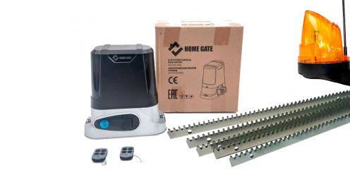 Комплект электропривода для откатных ворот HOME GATE LTM 800 light (Wi-Fi) + рейка 5 шт + лампа